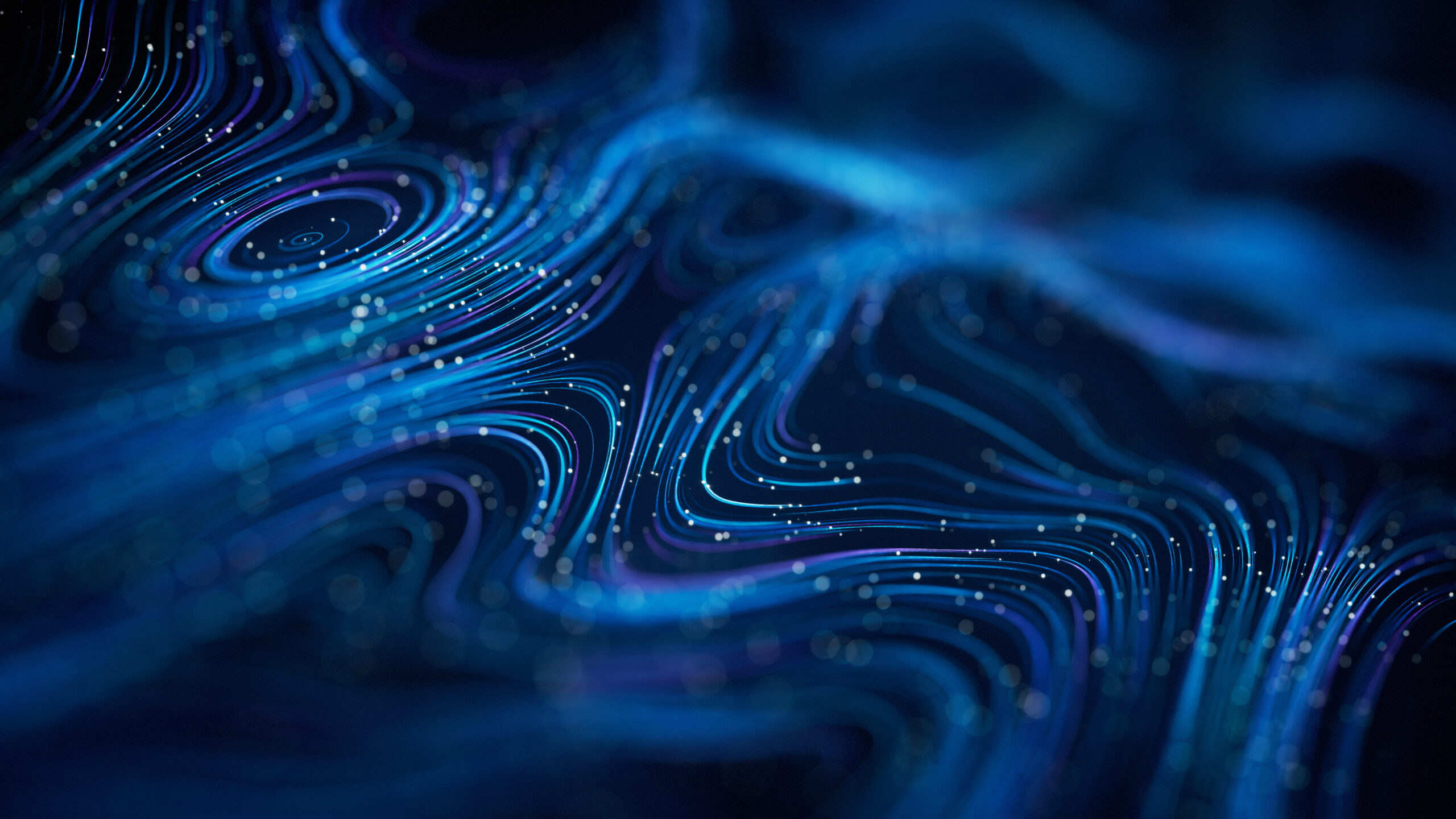 Curved Data Lines With Shallow Depth Of Field – Blue – Technology, Computer Network, Abstract Pattern Gartner® Hype Cycle™ for Artificial Intelligence, 2024