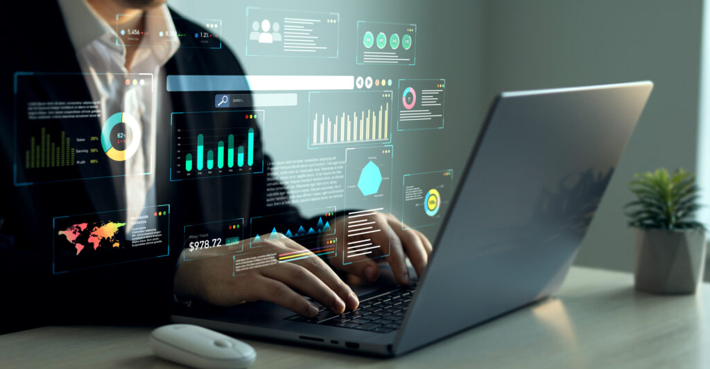 Businessman using KPI dashboard